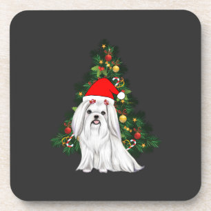 Posavasos Navidades malteses, Navidad Perro maltés con sombr