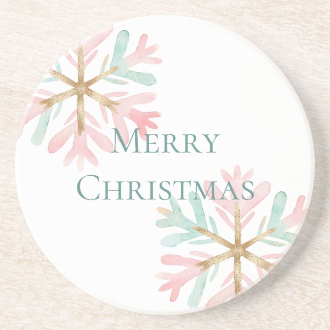Posavasos Navidades mezclan copos de nieve rosados con blanc (Frente)