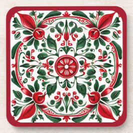 Posavasos Navidades montaña rusa y verde de arte popular