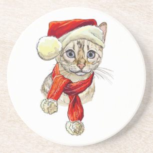 Posavasos Navidades Nieve Cojín decorativo de gato en Bengal