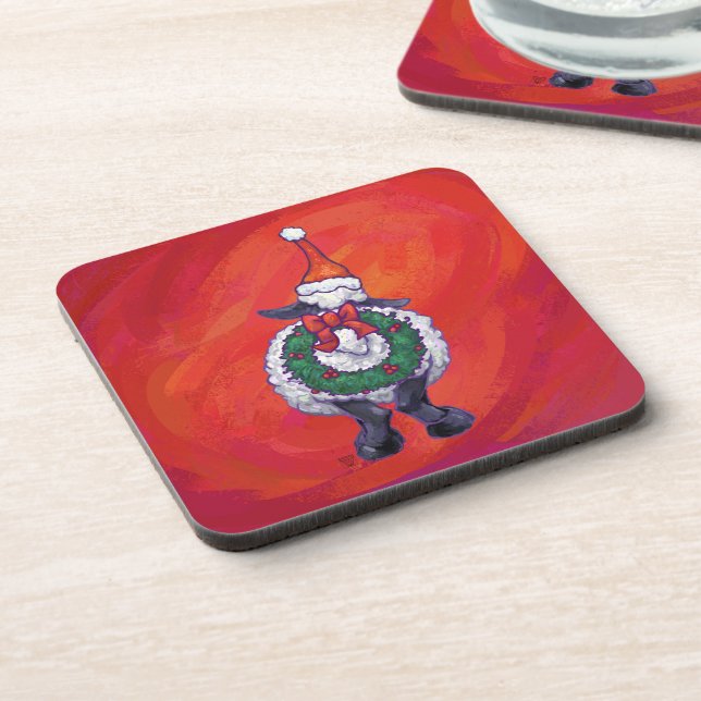 Posavasos Navidades ovinos en rojo (Lado Izquierdo)