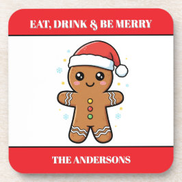 Posavasos Navidades Personalizados de Cute Gingerbread Man