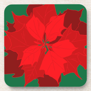 Posavasos Navidades poinsettia conjunto rojo y verde de 6 ca