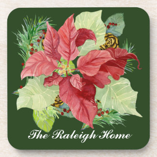 Posavasos Navidades Poinsettia Pine Cone Gift personalizado