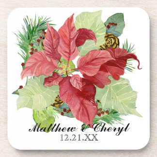Posavasos Navidades Poinsettia Pine Cone Gift personalizado