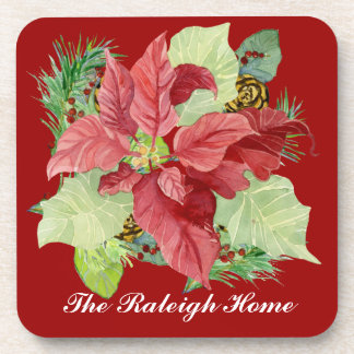 Posavasos Navidades Poinsettia Pine Cone Gift personalizado