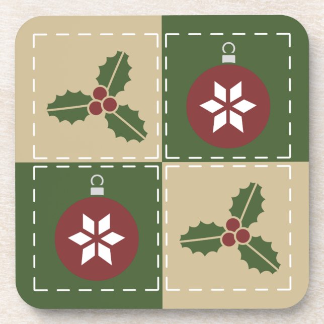 Posavasos Navidades Quilt Square Coaster (Frente)