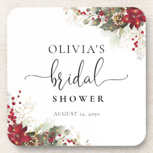 Posavasos Navidades Red Poinsettia Bridal Shower