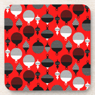 Posavasos Navidades Retro Rojo Y Negro Ball Decorativo
