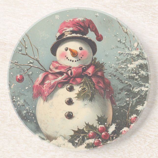 Posavasos Navidades retro Snowman (Frente)