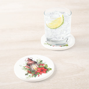 Posavasos Navidades rojos Lantern Poinsettia y Pine