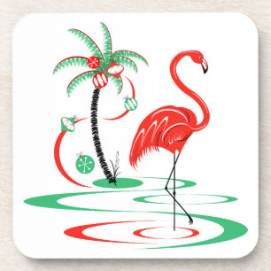 Posavasos Navidades rojos Plástico de montaña rusa Flamingo