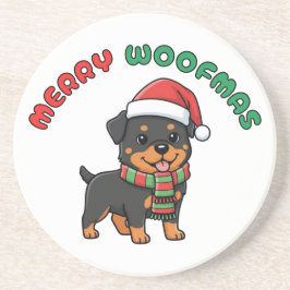 Posavasos Navidades Rottweiler Coaster: Merry Woofmas