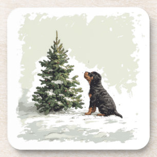Posavasos Navidades Rottweiler Perro Árbol de Navidad