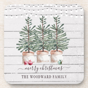 Posavasos Navidades rusos Pine Trees Nievas Luces de cuerdas