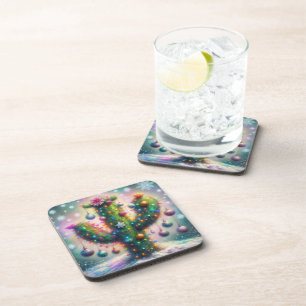 Posavasos Navidades Saguaro Cactus Whimsical Snowflakes