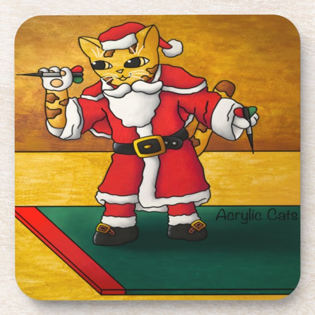 Posavasos Navidades Santa Darts Cat (Frente)