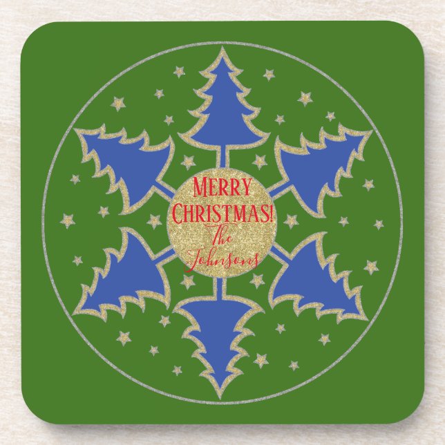 Posavasos Navidades Sastres de Árboles Gloriosos (Frente)