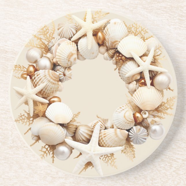 Posavasos Navidades Seashells Pearls Starfish Seaweed Grass (Frente)
