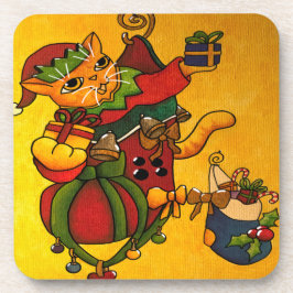 Posavasos Navidades Stocking Kitty Cat v2