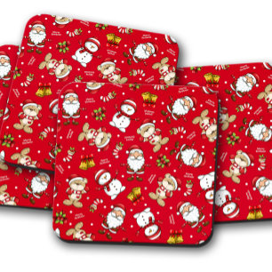 Posavasos Navidades Teddy Bear Juego de aletas de corcho p