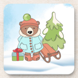 Posavasos Navidades Teddy Bear Pareja con Regalo