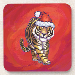 Posavasos Navidades tigres en rojo