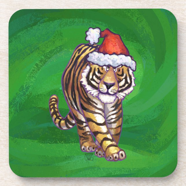 Posavasos Navidades Tigres En Verde (Frente)