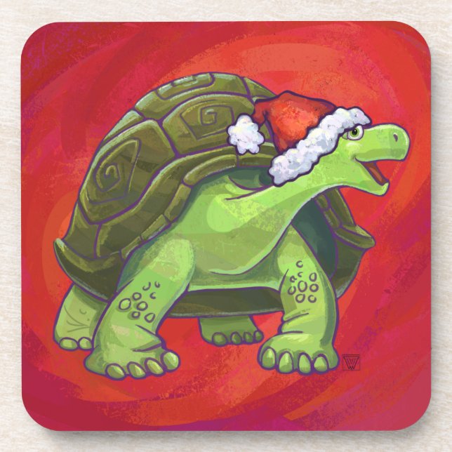 Posavasos Navidades Tortoise En Rojo (Frente)