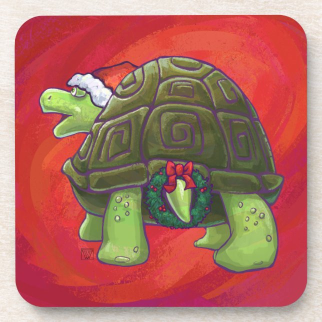 Posavasos Navidades Tortoise En Rojo (Frente)