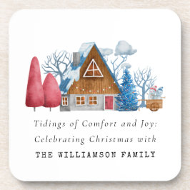 Posavasos Navidades VINTAGE WATERCOLOR CASA FAMILIA PLÁSTICO