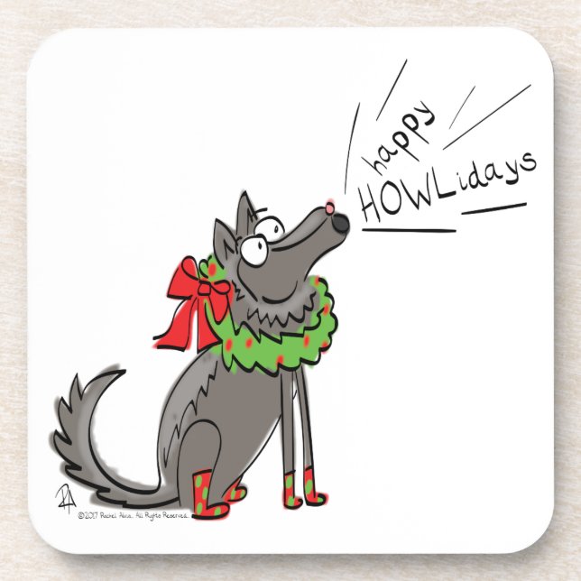 Posavasos Navidades Wolf: Divertidos niños burdos (Frente)