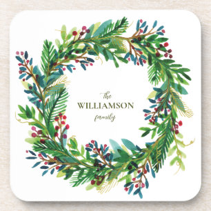Posavasos Navidades Wreath Holiday apellido Holi