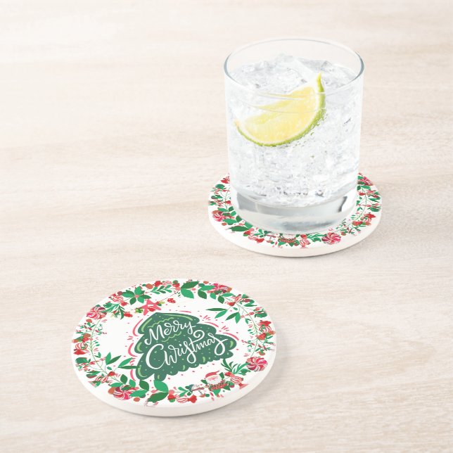 Posavasos Navidades Wreath Sandstone Coaster (Lado)