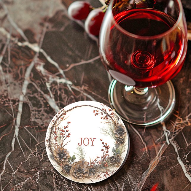 Posavasos Navidades Wreath Twigs Brands Pine Cones Berries (Subido por el creador)