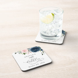 Posavasos Navy Blue Flowers, Pink Flowers, Boho, Birthday