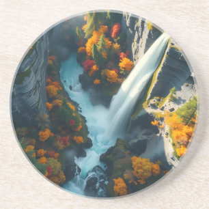 Posavasos Navy Moderno y Pico de Montaña Abstracto en Oro –