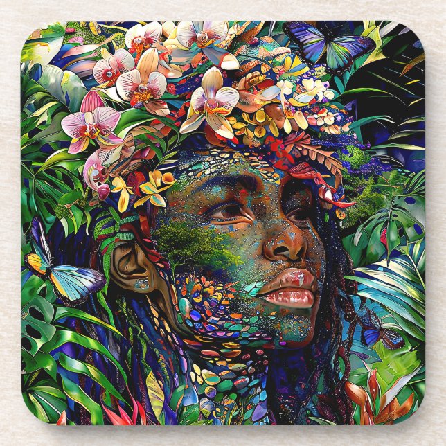 Posavasos "Nayari" - Espejo De La Selva - Mujeres En La Amaz (Frente)