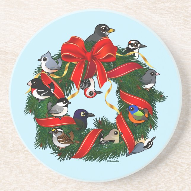 Posavasos Nd. Aves de patio trasero Birdorable Navidades Wre (Frente)