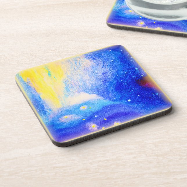 Posavasos Nebula Estrellas azul, amarillo y blanco lechoso.  (Lado Izquierdo)