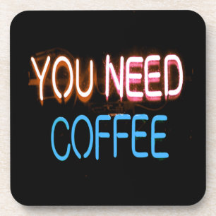 Posavasos Necesitas café, Caffine Neon Rótulo
