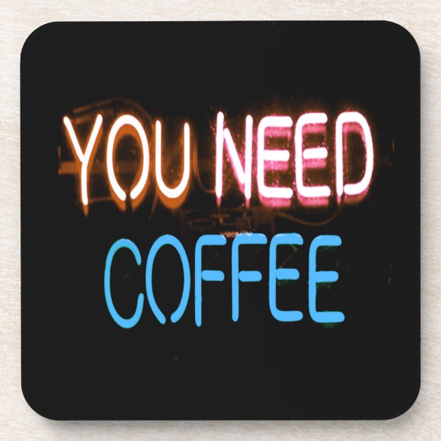 Posavasos Necesitas café, Caffine Neon Rótulo (Frente)