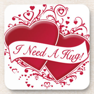 Posavasos ¡Necesito Un Abrazo! Corazones rojos