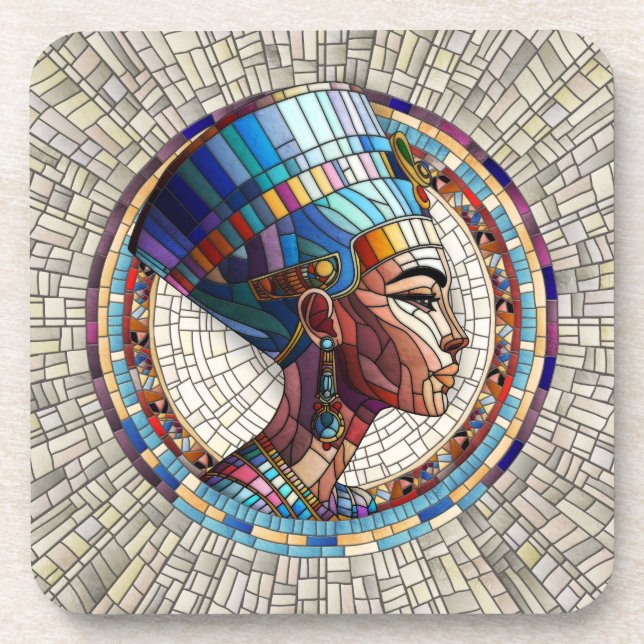 Posavasos Nefertiti egipcio - Arte Mosaico (Frente)
