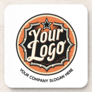 Posavasos Negocio Simple con Logo y Texto Personalizado