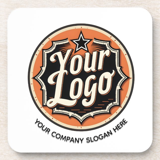 Posavasos Negocio Simple con Logo y Texto Personalizado (Frente)