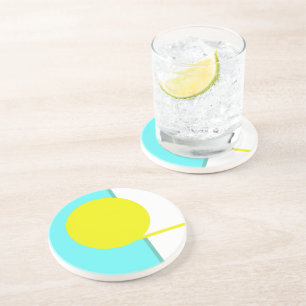Posavasos Negrita Resumen Arte Círculo Turquesa Amarillo Ver