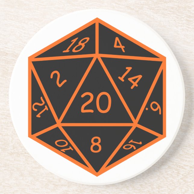 Posavasos Negro D20 y naranja (Frente)