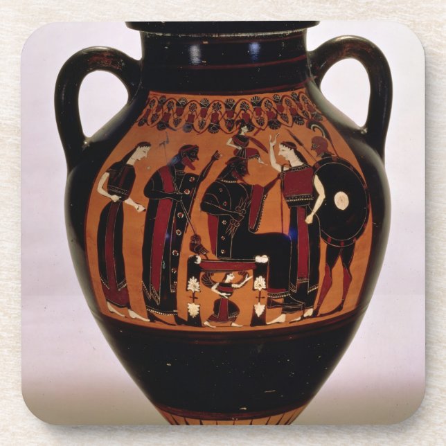 Posavasos Negro-figura amphora del ático que representa el (Frente)