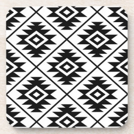 Posavasos Negro grande estilizado de Ptn del símbolo azteca